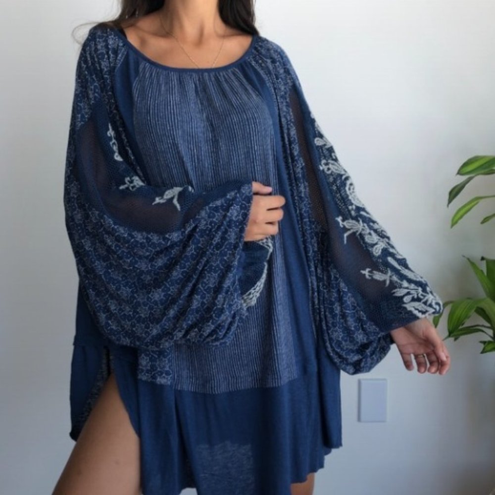 NWT Free People embroidered tunic top Size L
